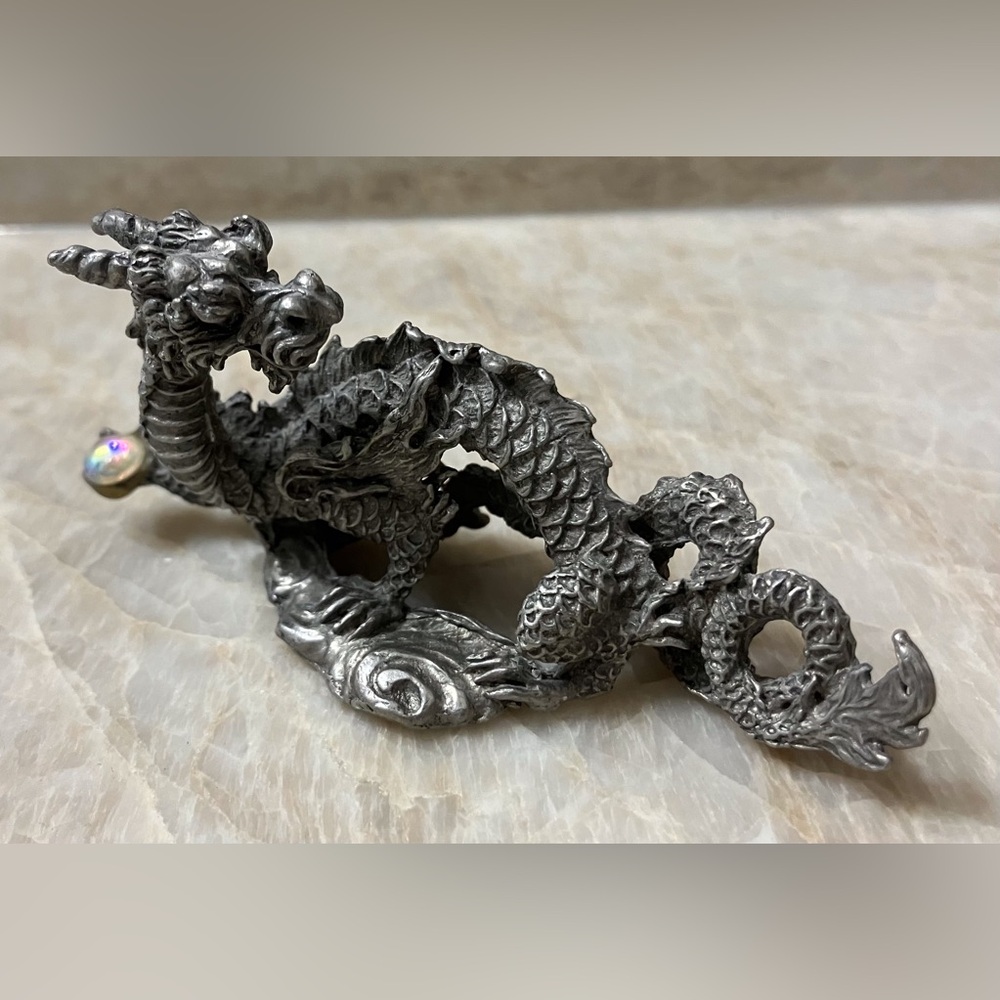 Vtg Science Fiction Book Club Metal Dragon Figure D&D